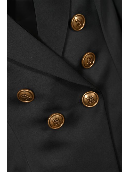 Giacca doppiopetto in duchesse Nero Elisabetta Franchi | GI18657E2110